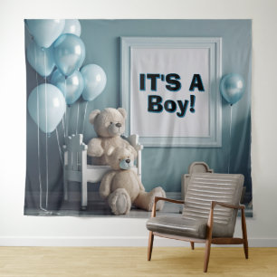 Tapiz Es un niño Telones de ositos de peluche y globos
