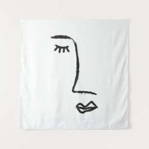 Tapiz Esbozo de la cara pintada con un pincel de acuarel