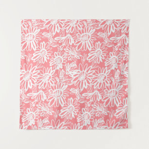 Tapiz Esbozo de margarita abstracto, patrón monocromo