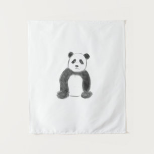 Tapiz Esbozo de panda blanco y negro