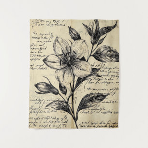 Tapiz Esbozo floral rústico con caligrafía - edad (5)