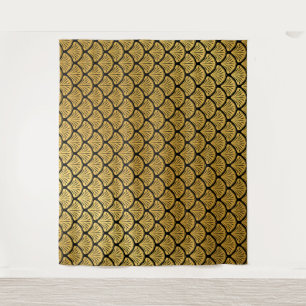 Tapiz Escalas de sirenas Art Deco - Negro y oro