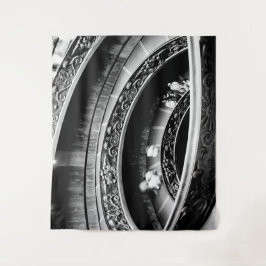 Tapiz Escalera espiral negra y blanca