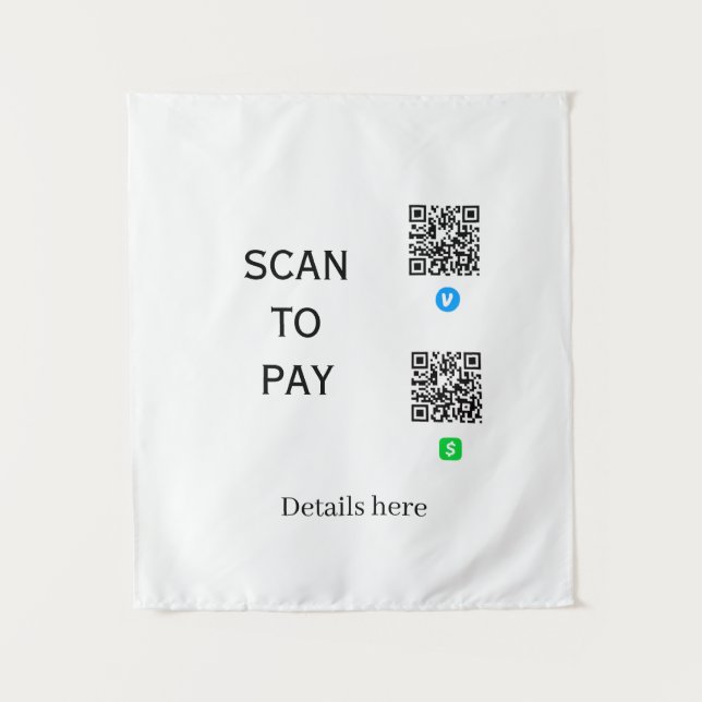 Tapiz escanear para pagar detalles del código QR de Venm (Anverso)
