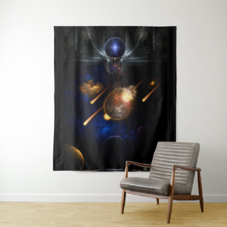 Tapiz Escapada de arte fractal asteroide apocalipsis