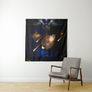 Tapiz Escapada de arte fractal asteroide apocalipsis