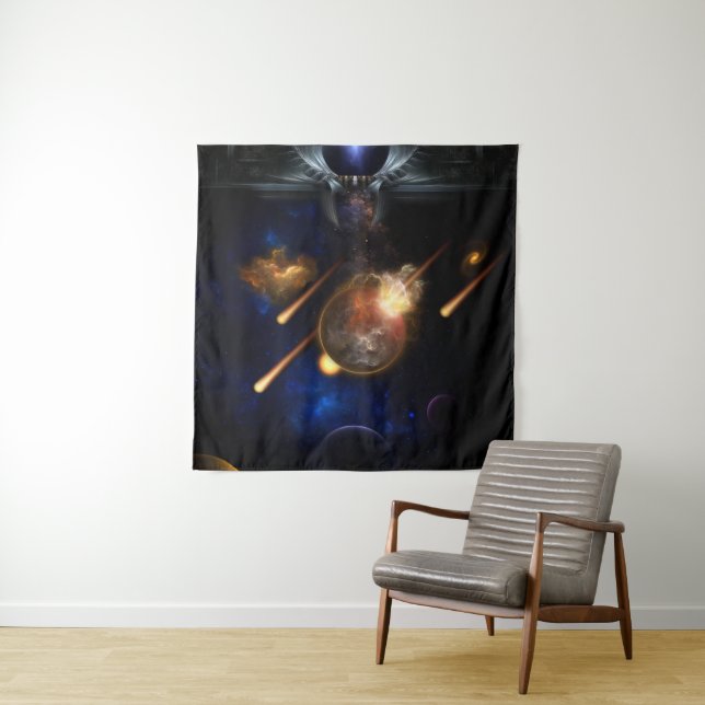 Tapiz Escapada de arte fractal asteroide apocalipsis (In situ)