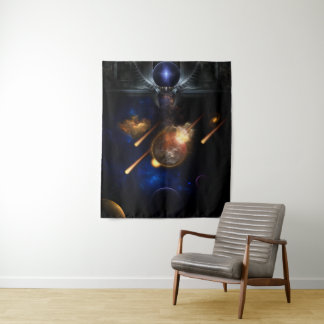Tapiz Escapada de arte fractal asteroide apocalipsis
