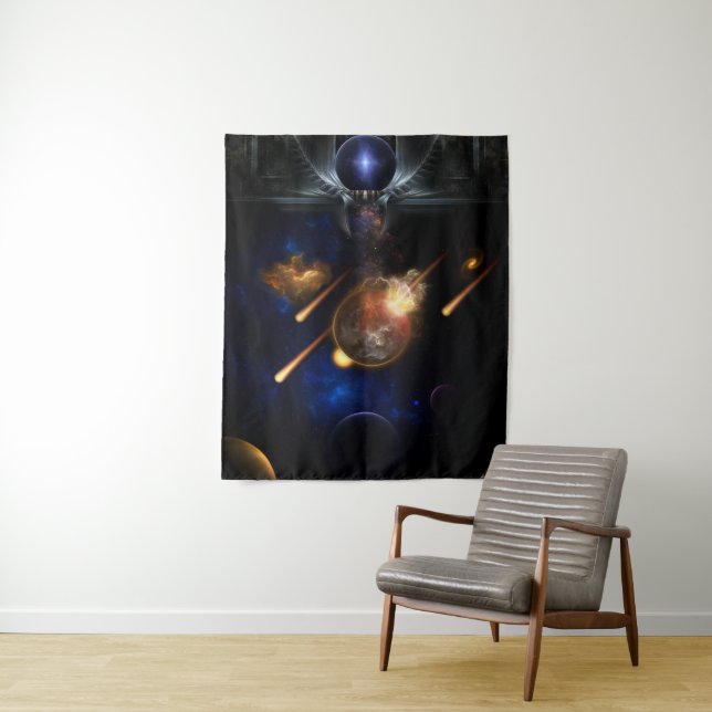 Tapiz Escapada de arte fractal asteroide apocalipsis (In situ)