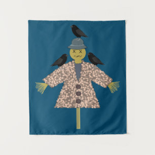 Tapiz Escarecrow y ravens de paja de Halloween