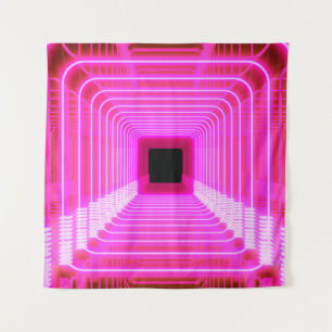 Tapiz Escena de arte pop de ciencia ficción rosa moderno