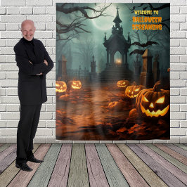 Tapiz Escena de cementerio de Halloween colgante