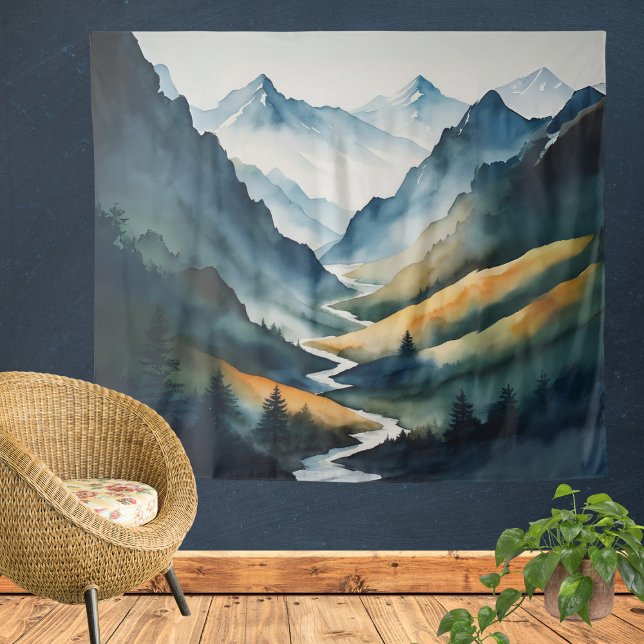 Tapiz Escena de la montaña Blue Tan (Subido por el creador)