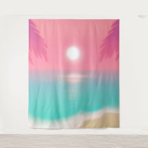 Escena de playa de arena rosa