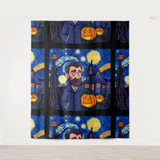 Tapiz Escena de Van Gogh embrujada - Halloween Starry gó (Anverso)