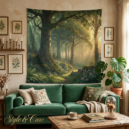 Tapiz Escena del Bosque Sereno Arte Cuadrado 57in