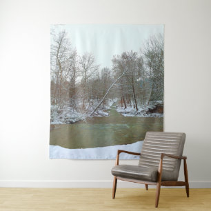 Tapiz Escena invernal del bosque de Snowy Creek Fondo na