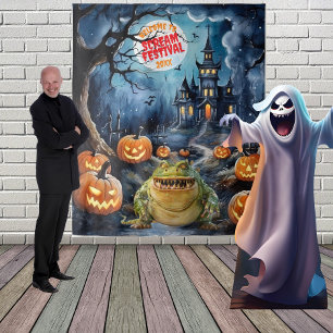 Tapiz Escenario de Casa Embrujada de Halloween Atroz