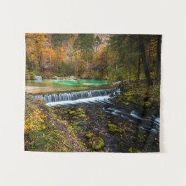 Tapiz Escenario de cascada otoñal en Kamniška Bistrica, 
