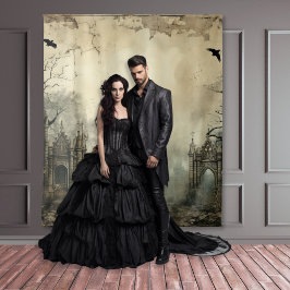 Tapiz Escenas Gothic Moody Ruinas vintage Crema y negro