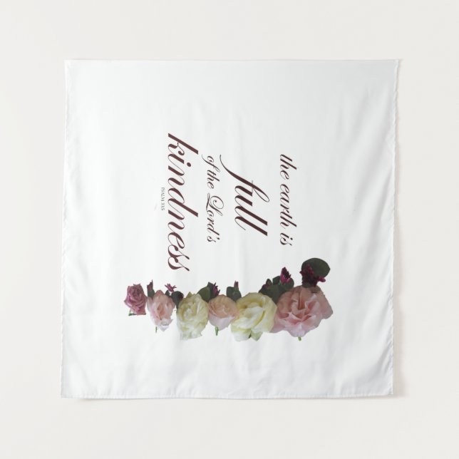 Tapiz Escritura, salmo 33, rosas blancas y rosas rosas (Anverso (horizontal))