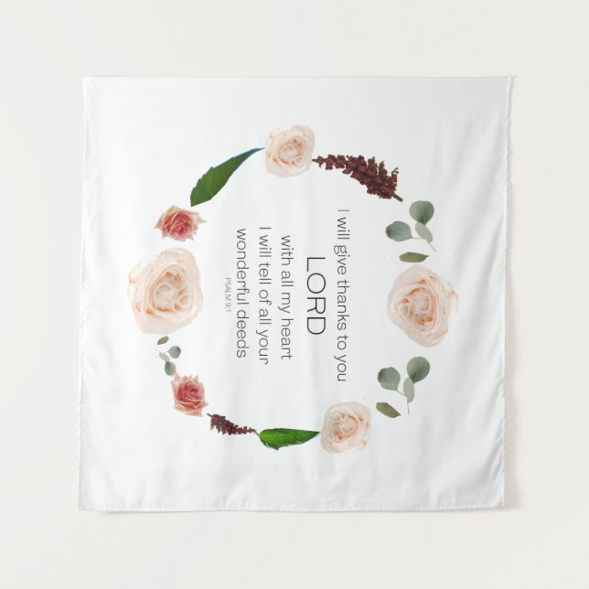 Tapiz Escritura, Salmo 9, Todos Tus Maravillosos Hechos  (Anverso (horizontal))