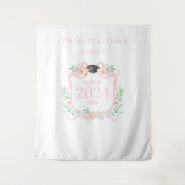 Tapiz Escudo de Graduación de Coquette con fondo fotográ