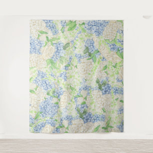 Tapiz Escudo de hidrangea azul y blanca