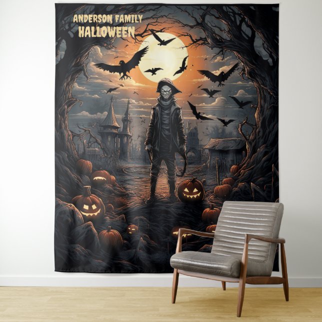 Tapiz Espantapájaros colgante de Halloween (In situ)