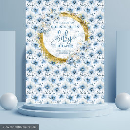Tapiz Espectacular Pastel Blue Gold Baby Shower Backups