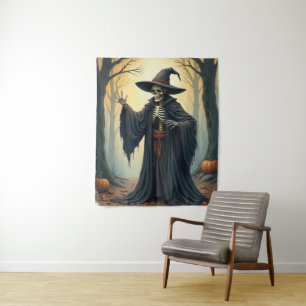 Tapiz Espeluznante bruja de esqueleto en la embrujada Ha