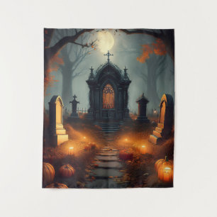 Tapiz Espeluznante Halloween Haunted Grave Yard