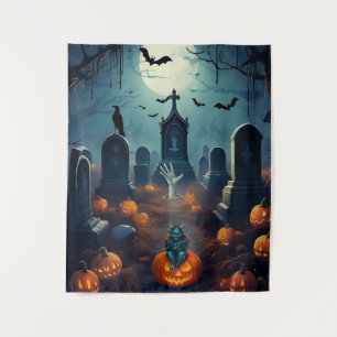 Tapiz Espeluznante Halloween Haunted Grave Yard