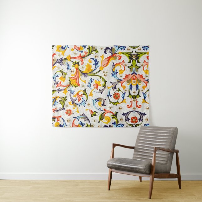 TAPIZ ESPIRALES FLORALES RENACIMIENTO FLORENTINO, FLORES (In situ (horizontal))