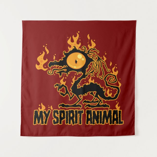 Tapiz Espíritu Animal Dragón Crujiente Ardiente (Anverso)