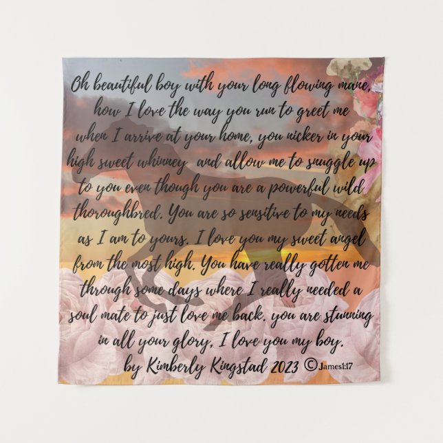 Tapiz espíritu del poema del amor del caballo (Anverso)