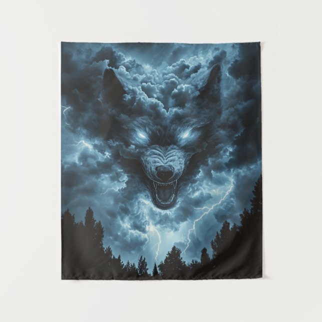Tapiz Espíritu Lobo de la Tormenta (Anverso)