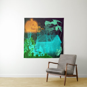 Tapiz Espléndido cementerio de Halloween