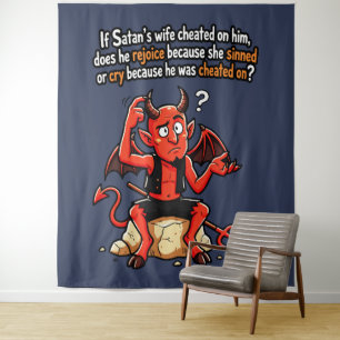 Tapiz Esposa Infiel de Satanás Pecado Meme Divertido del