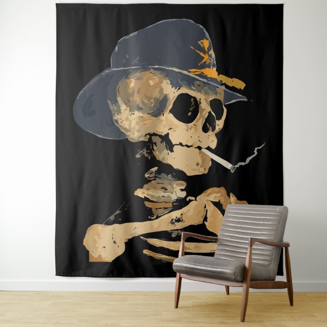 Tapiz Esqueleto de Vaquero Fumando (In situ)