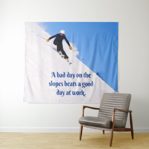 Tapiz Esquí de montaña Nieve fresca caída esquí divertid