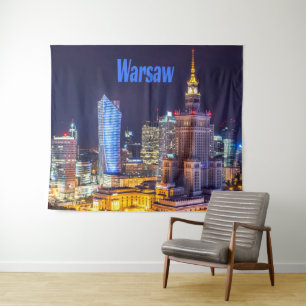 Tapiz Esquina nocturna de Varsovia Polonia