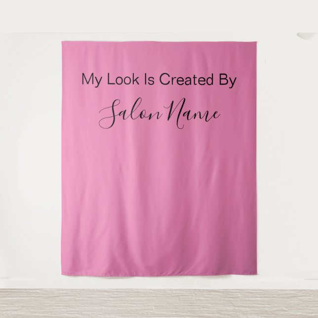 Tapiz Estación Selfie de Salón de Belleza Negra Rosa Emp (Anverso)