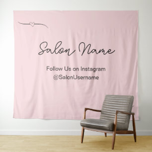 Tapiz Estación selfie de salón negro rosa pálido