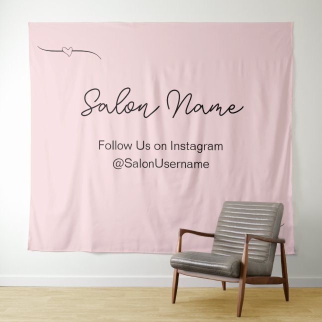 Tapiz Estación selfie de salón negro rosa pálido (In situ (horizontal))