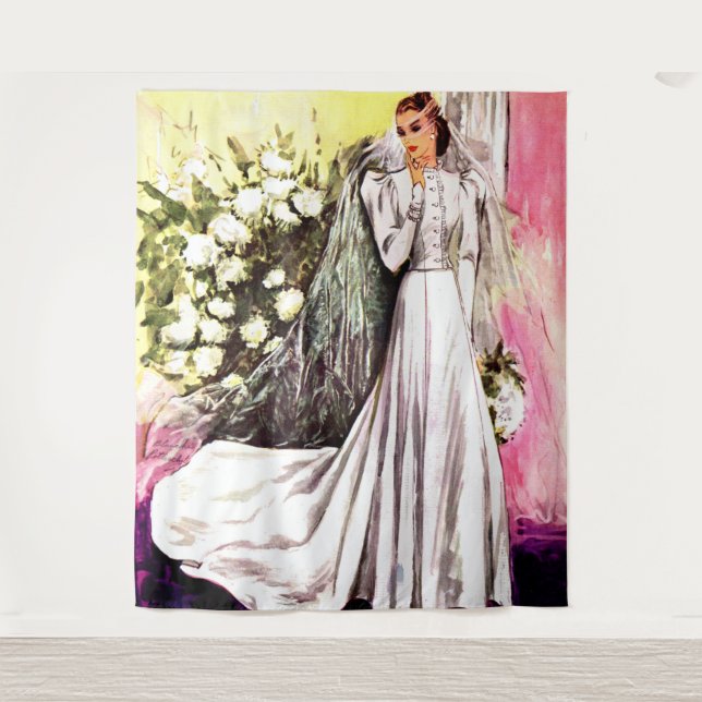 Tapiz estampa de vestido de novia de 1938 (Anverso)