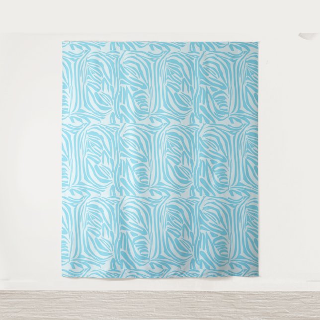 Tapiz Estampado de cebra azul y blanco en negrita (Anverso)