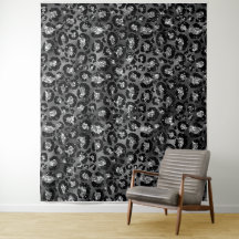 Estampado de leopardo negro y gris plateado