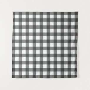 Tapiz Estampado Vichy de cuadros en negro y blanco