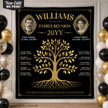 Estandarte de árbol genealógico vintage personaliz